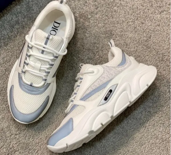 Dior B23 Oblique Blue Gray Chunky Sneakers - 10
