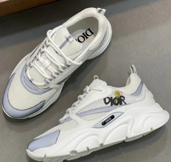 Dior B23 Oblique Blue Gray Chunky Sneakers - 8