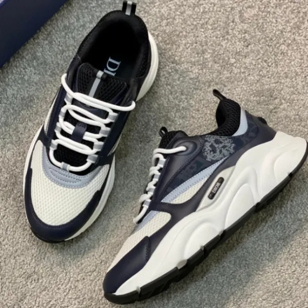 Dior B23 Oblique Blue Gray Chunky Sneakers - 11