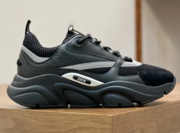 Dior B23 Low Black Gray Chunky Sneakers - 1