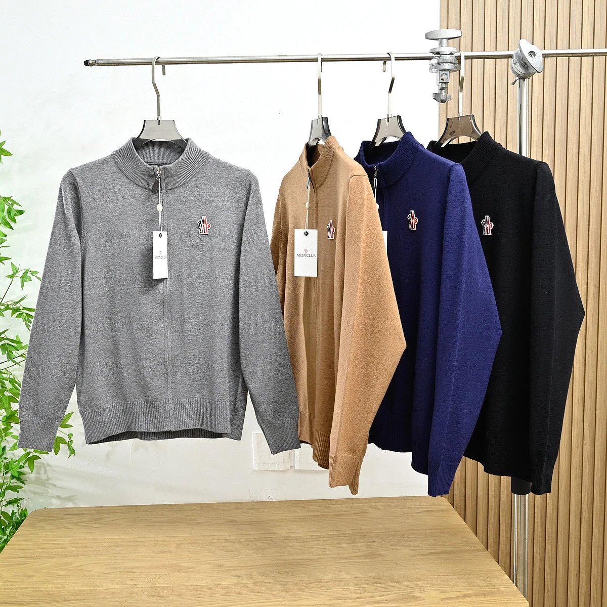 Men's New Wool Blend Knit Zip-Up Cardigan Sweater