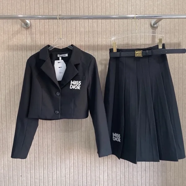 Chanel-Inspired Knit Set Beige with Black Trim Tracksuit - 2