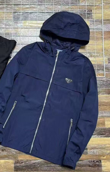 Prada Jackets Hooded zip-up jacket with triangle logo plaque image 3
