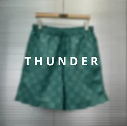thumbnail for Green checkered five-point pants