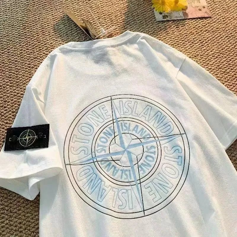 Stone Island - White with Blue Logo