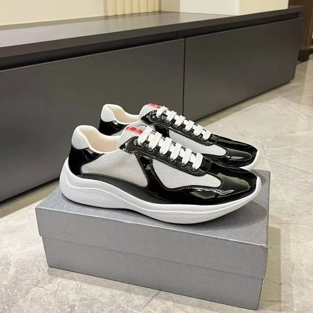 Prada Sneakers Low-top lace-up mesh and patent product detail image 4