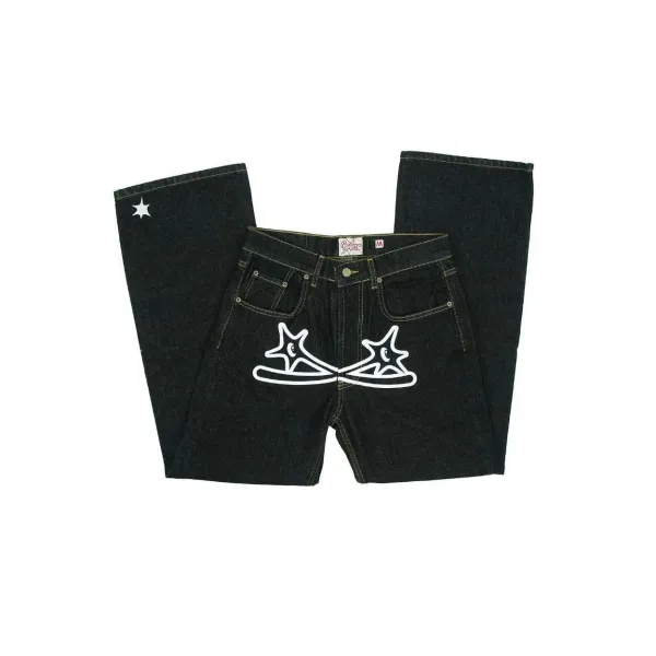 Pleaser x Unknown Jeans Black Star-Print Denim Jeans - 1