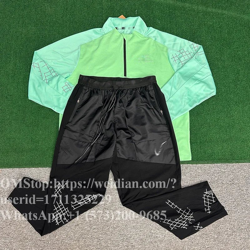 Threaded Half Pull Green+Threaded Pants Black
