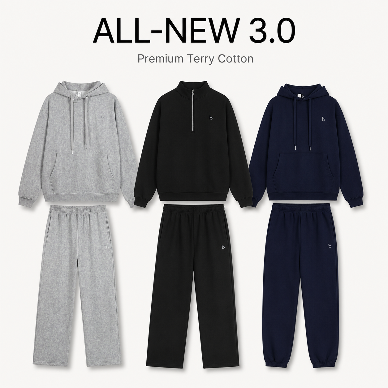 Tier*Alo*3.0 French Terry Cotton Hoodie, loose fit, zip-up casual set (unisex)
