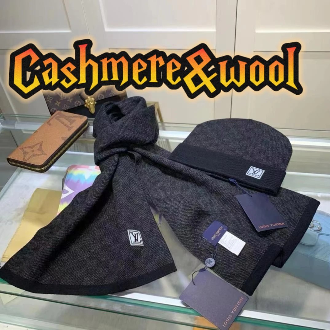 Wool Scarf and Knit Hat Set