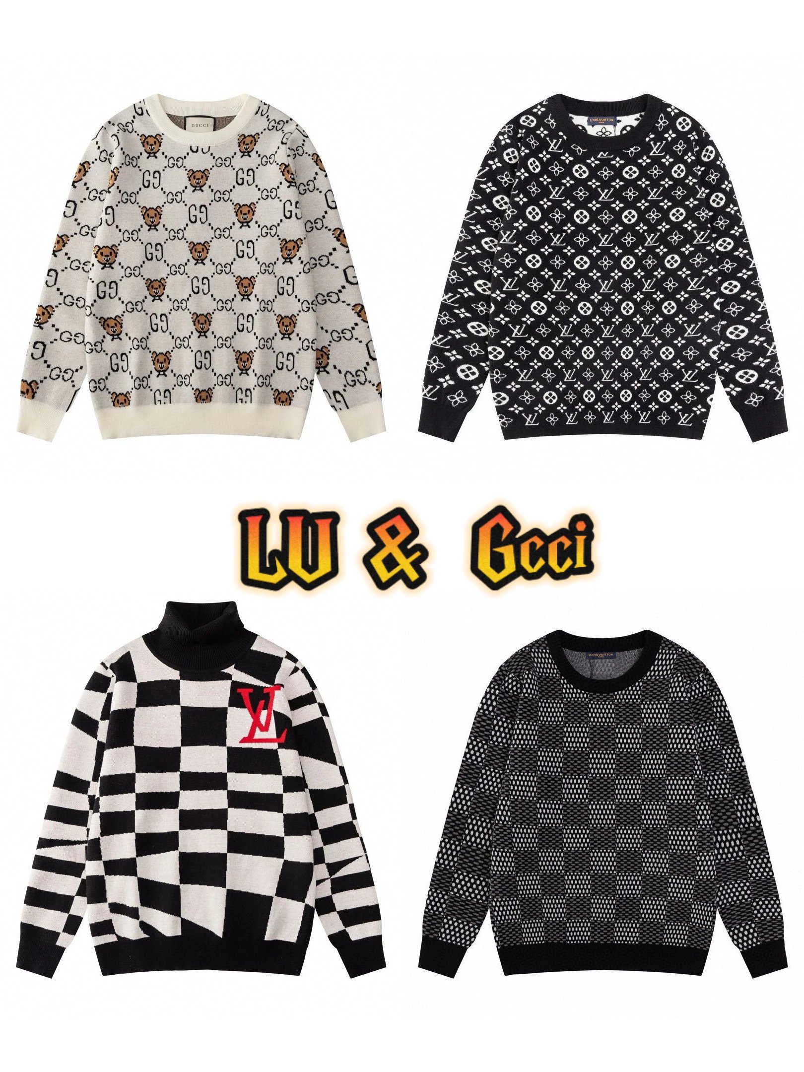 Gucci & Louis Vuitton Oversized Casual Crewneck Knit