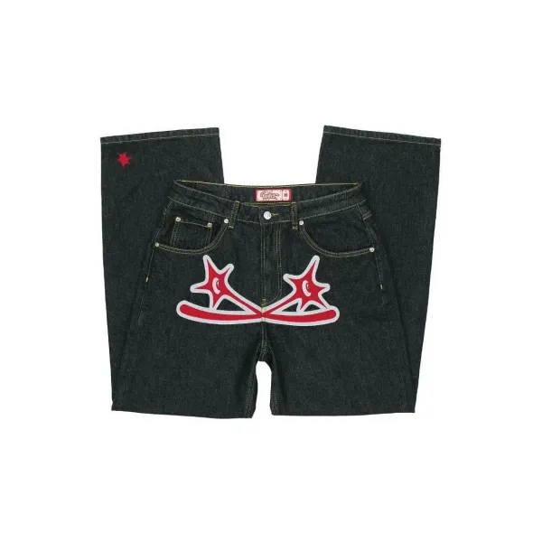 Pleaser x Unknown Jeans Black Star-Print Denim Jeans - 6