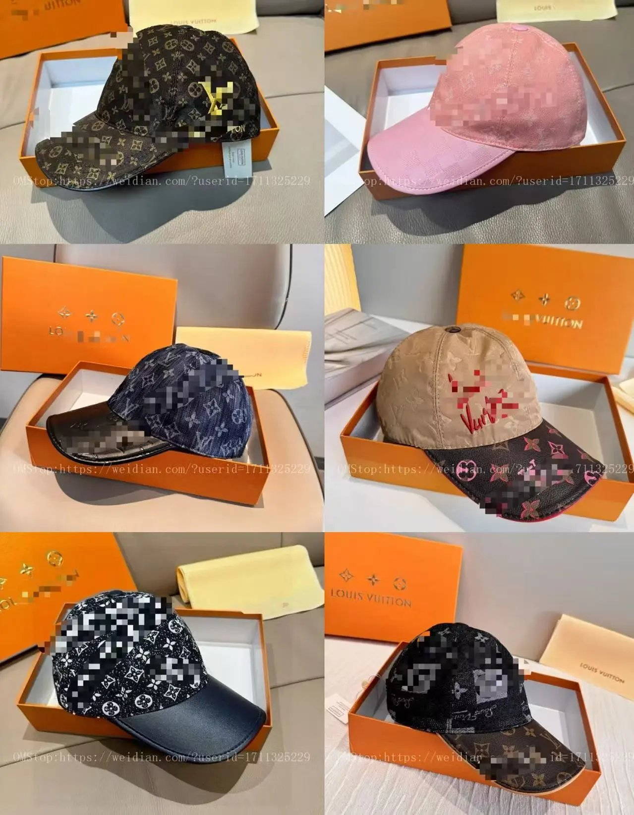 HQ*L*U*Classic Monogram Unisex Leather Baseball Cap, 40 Options