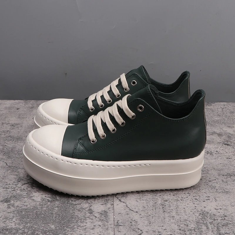 Low-top thick sole dark green (leather)