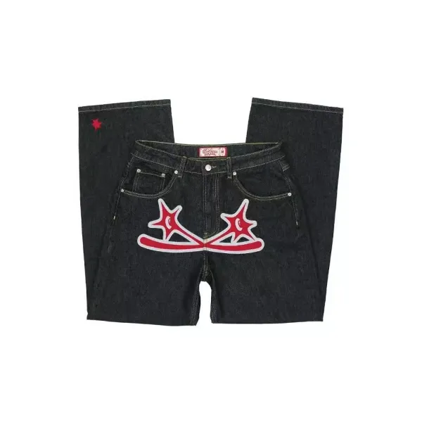 Pleaser x Unknown Jeans Black Star-Print Denim Jeans - 14
