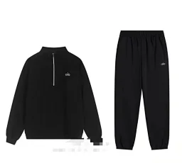 thumbnail for alo*Autumn/Winter Sports Hooded Sweatshirt Set Relaxed Fit Unisex cotton Hoodie Set
