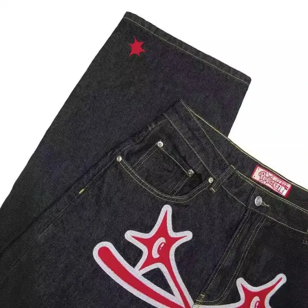 Pleaser x Unknown Jeans Black Star-Print Denim Jeans - 12