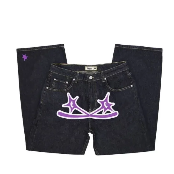 Pleaser x Unknown Jeans Black Star-Print Denim Jeans - 7