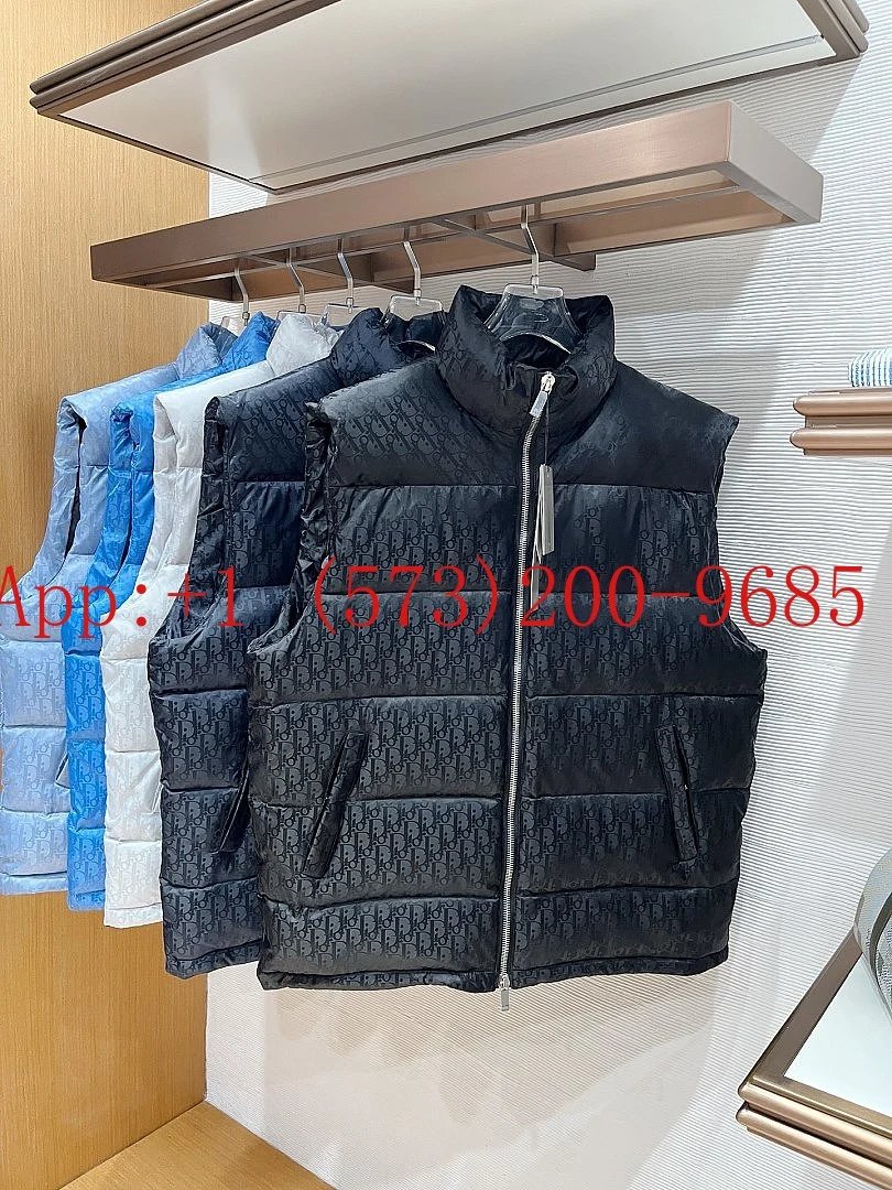 Dior Monogram Print Stand-Collar Down Puffer Vest