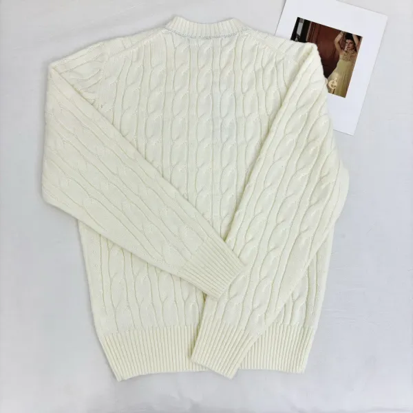 Cable Knit Crewneck Sweater in Cream - 13