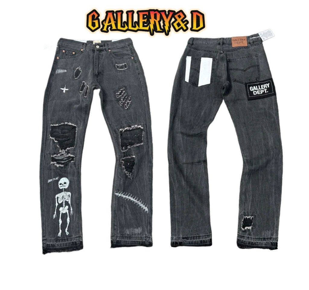 G-D Hand-Painted Splatter Ink Streetwear Jeans