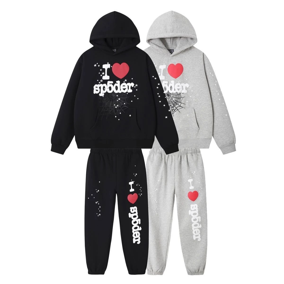 Spider Fleece-Lined Printed Hooded Sweatshirt and Sweatpants