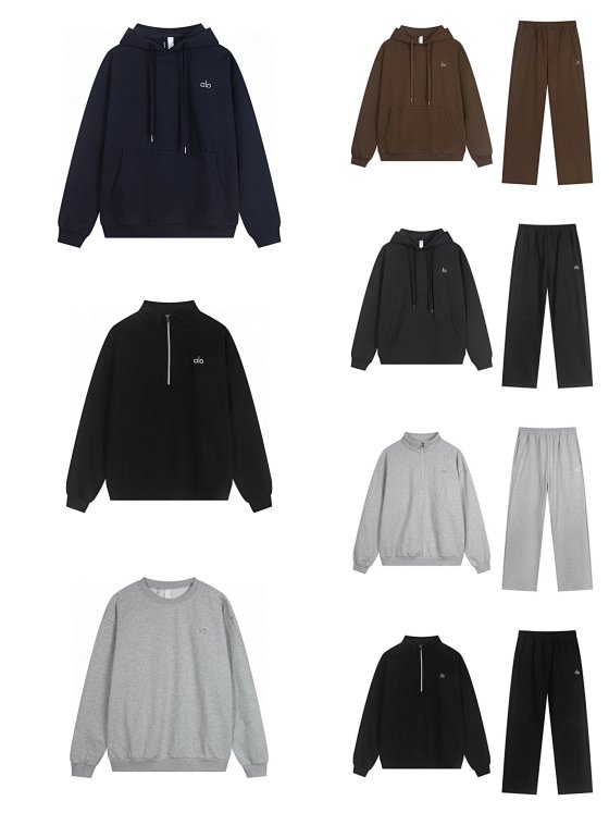 Tier*Alo*Heavyweight pure cotton hoodie, loose fit, zip-up casual set (unisex)