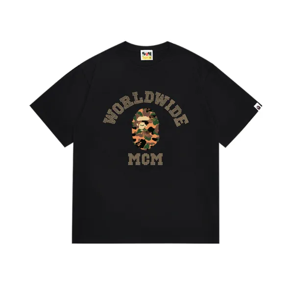 A Bathing Ape x MCM Worldwide Camo Ape Head T-Shirt Black - 1