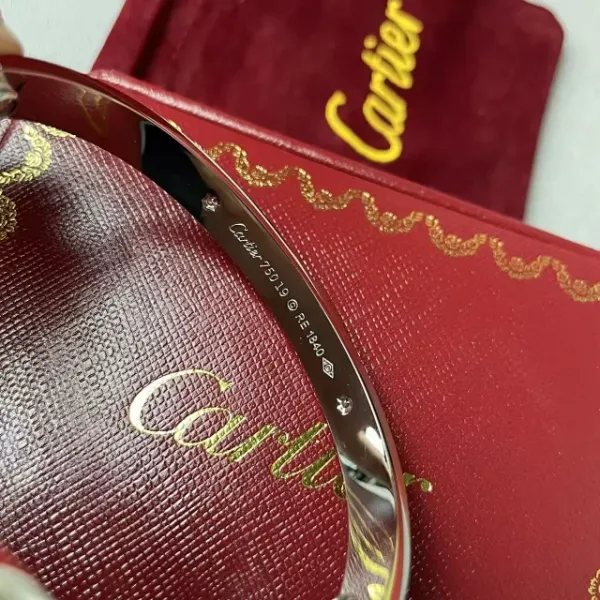 Cartier Love Bracelet Medium Silver with Diamonds Bracelet - 12