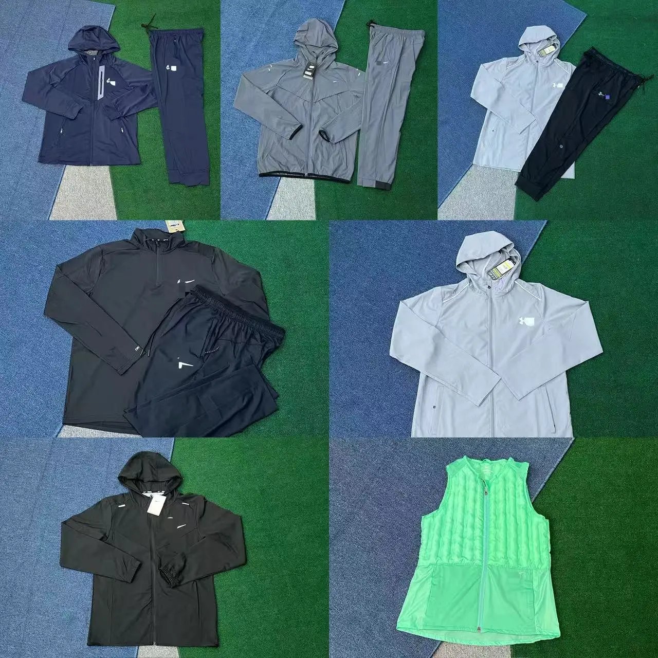 HQ*NK*UA* Ice Silk Quick-Dry Sports Set Zip Hooded Jacket & Pants