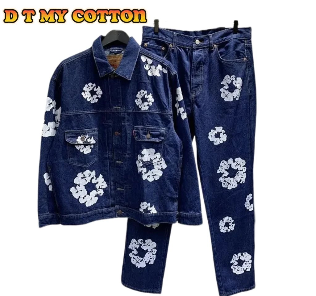 HQ Mihara Cotton-Print Denim Jacket and Pants Set