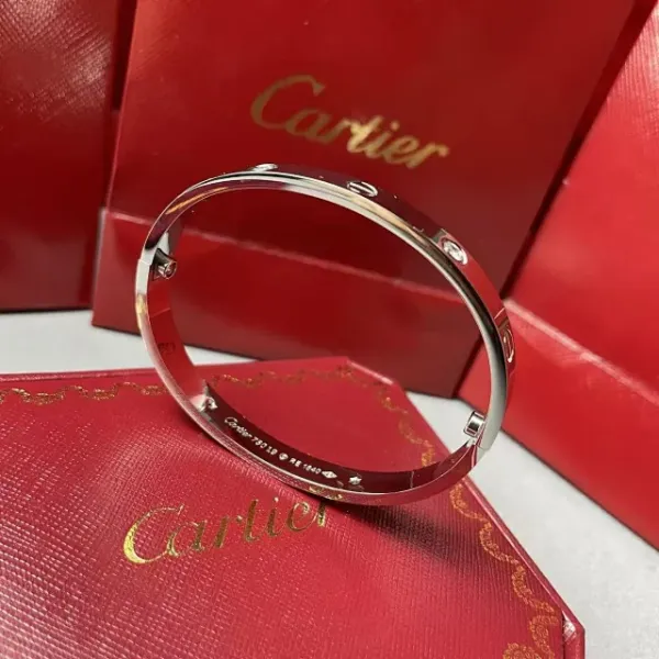 Cartier Love Bracelet Medium Silver with Diamonds Bracelet - 11