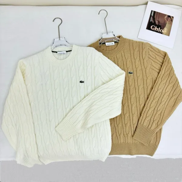 Cable Knit Crewneck Sweater in Cream - 7