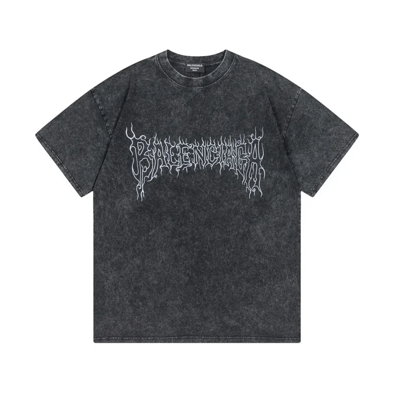 Balenciaga See Now Buy Now Black Acid Wash T-Shirt