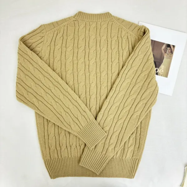 Cable Knit Crewneck Sweater in Cream - 11