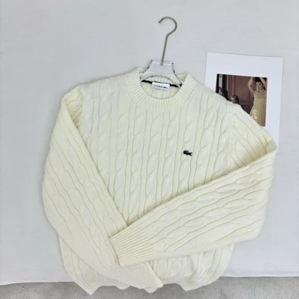 Cable Knit Crewneck Sweater in Cream - 8