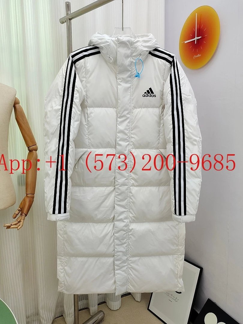Adidas 3-Stripes Long Hooded Down Puffer Coat