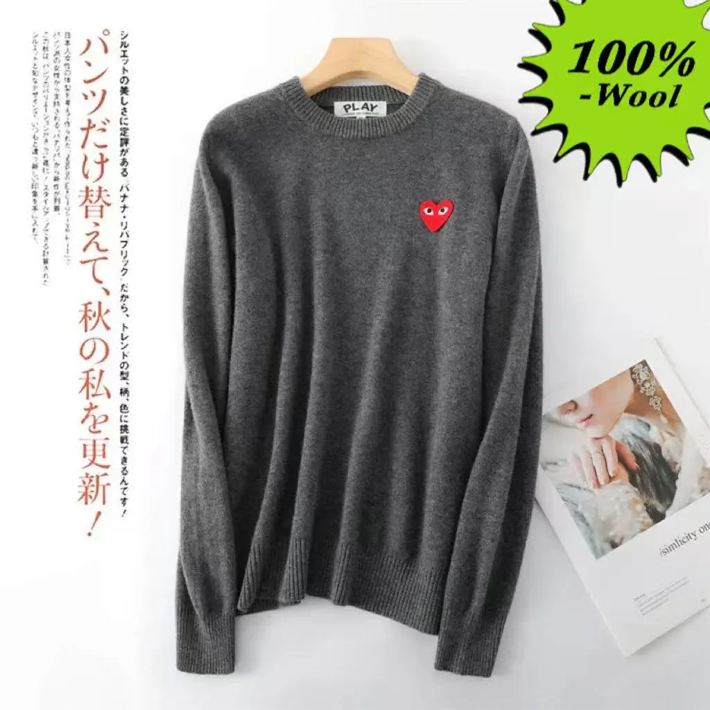 Play 100% Pure Wool Heart-Pattern Knit Sweater