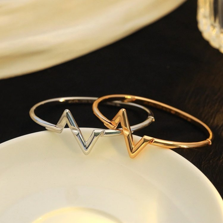 Triangular Element V Gold Bracelet Rose Gold & White Gold