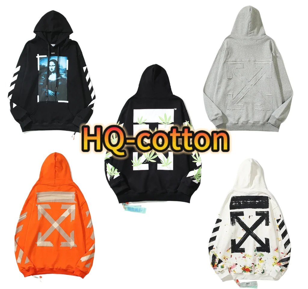 Off-White High-Quality Cotton Terry Loop Oversized Hoodie