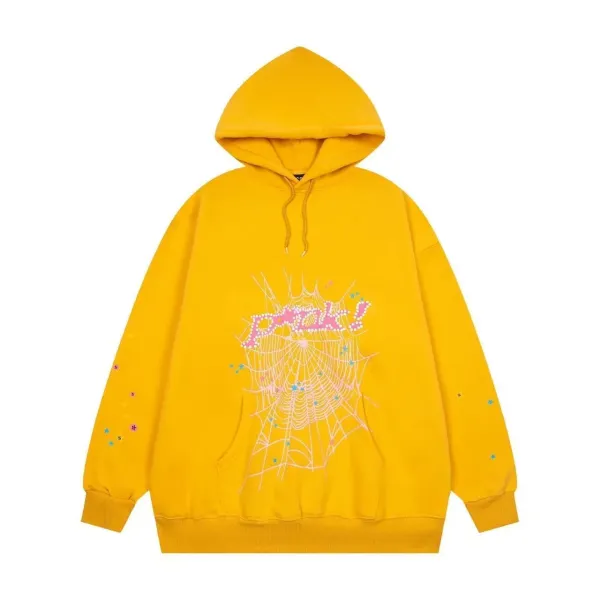 Punk! Spiderweb Graphic Yellow Hoodie - 1