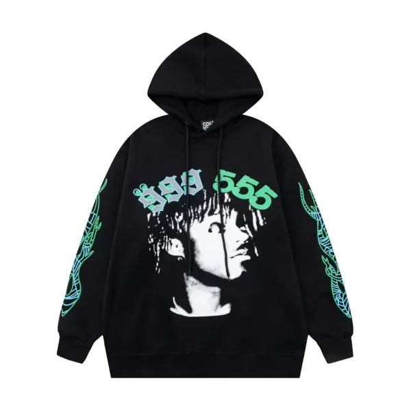 999 x 555 Hoodie Black Graphic Print Hoodie - 1