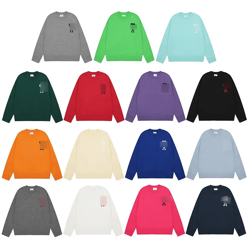 New Fall/Winter Heart Print Oversized Knit Sweater for Men and Women, Casual and Cozy