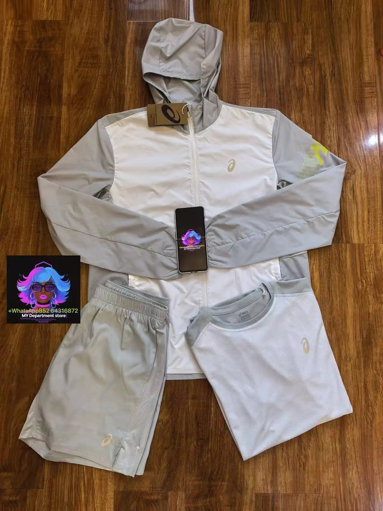 Grey and white color three piece set (S-XL)