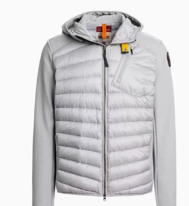 New spliced silver grey down jacket