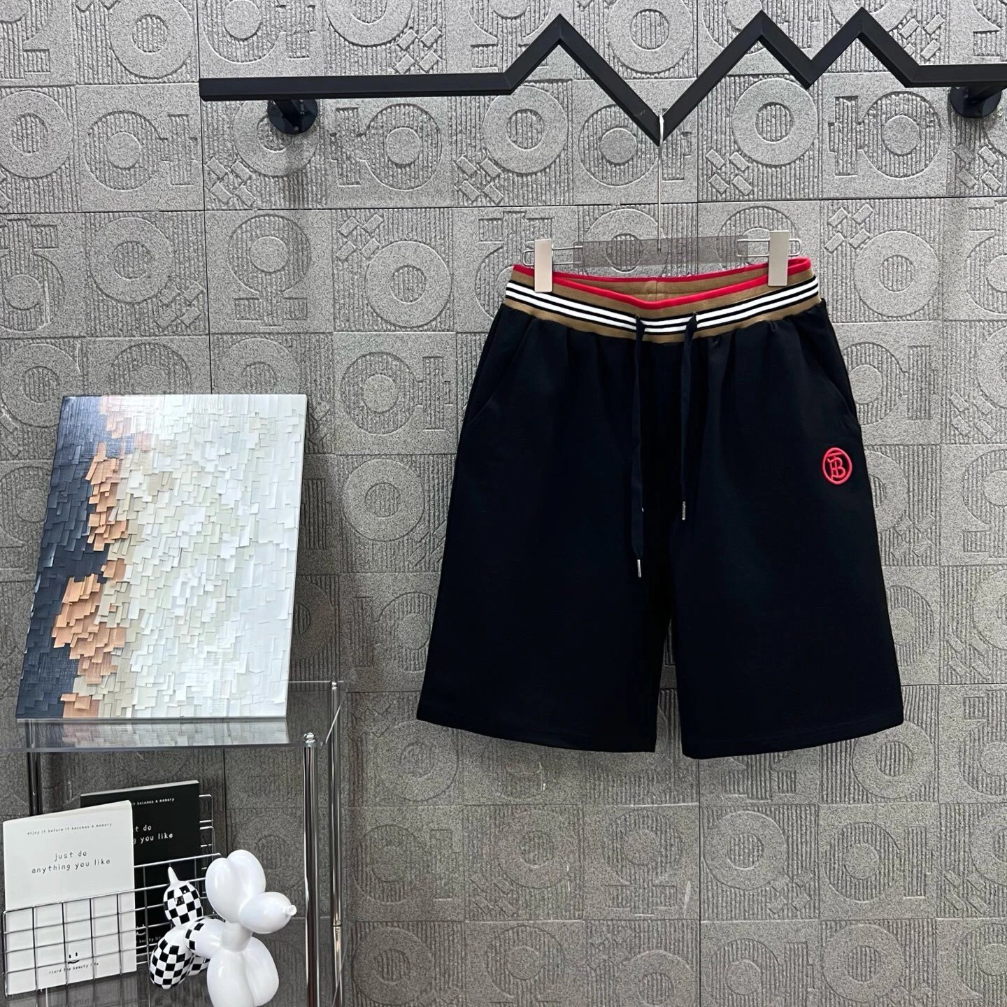 Burberry Embroidered Monogram Relaxed-Fit Shorts