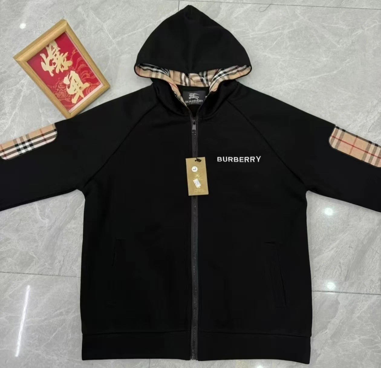 Burberry Zip Jacket Vintage Check Black