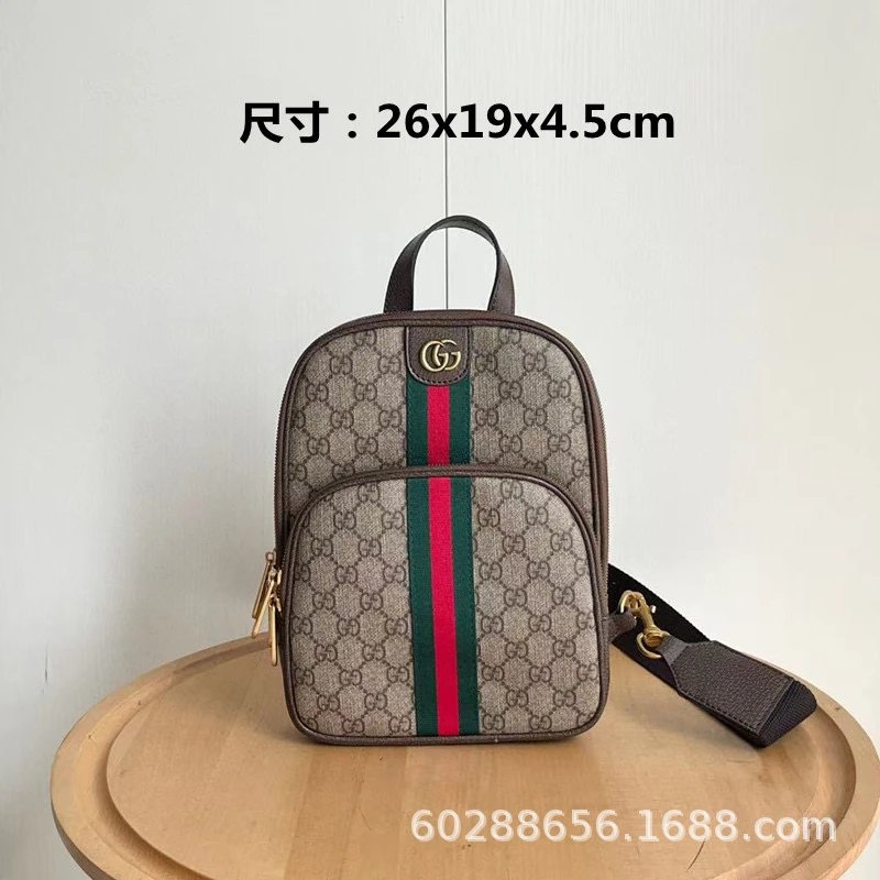 Gucci Ophidia Mini Backpack Beige GG Supreme with Red-Green Web Stripe