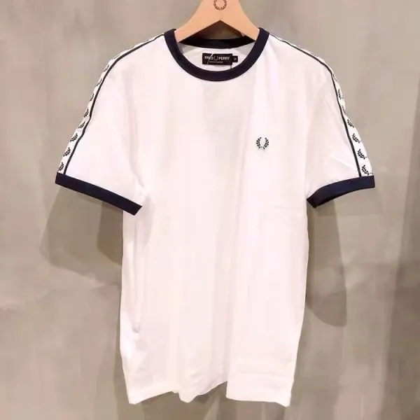 Fred Perry Taped Sleeve Logo T-Shirt White - 1