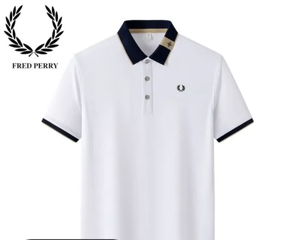 Fred Perry Twin Tipped Polo White Navy - 1